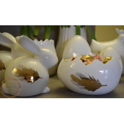 Średni ceramiczny królik ze złotym piórem